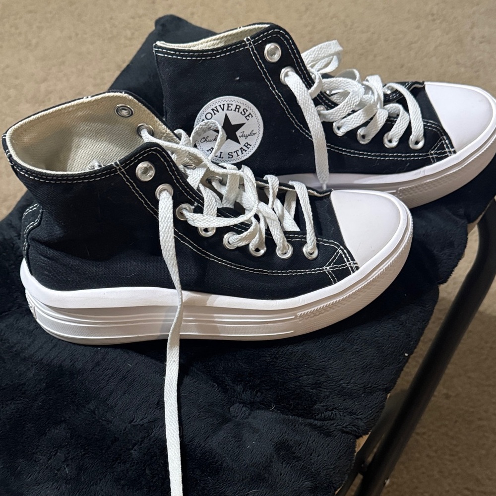 Converse Black and White High Top Platform Sneakers